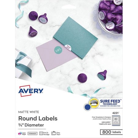 AVERY Labels, Round, 3/4"", 80Up, We 6PK AVE4221